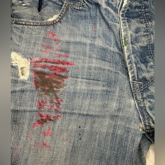 ⚡️Rad Thrashed Vintage Y2K Distressed Paint Boyfriend Fit Aeropostale Blue Jeans - Picture 5 of 13